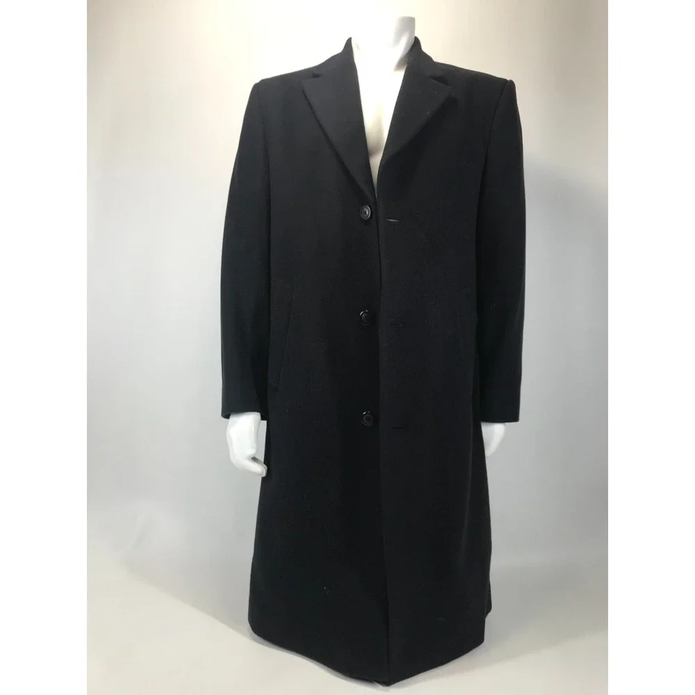 Michael Kors Mens Black Wool Blend Top Coat Over Coat Size 44R‎